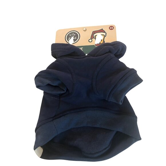 LIFE IS GOOD Dog,Pet Hoodie Sweatshirt Navy Blue Holiday Holly Jolly Sz XS NWT - Picture 3 of 5